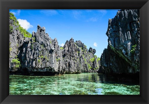 Framed Crystal Clear Water In The Bacuit Archipelago, Philippines Print