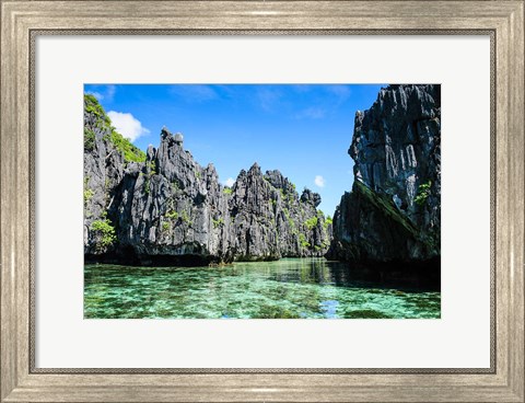 Framed Crystal Clear Water In The Bacuit Archipelago, Philippines Print