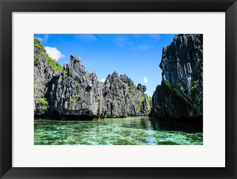 Framed Crystal Clear Water In The Bacuit Archipelago, Philippines Print