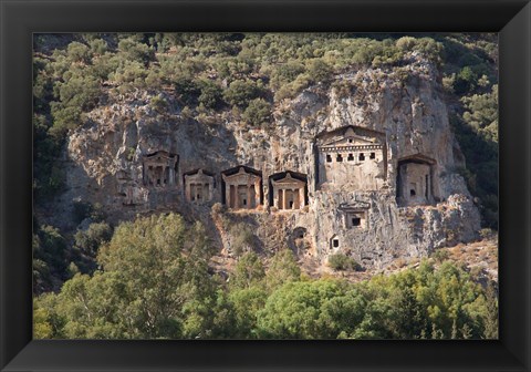 Framed Turkey, Dalyan, Mugla Province The Six Lycian Rock-Cut Tombs Print