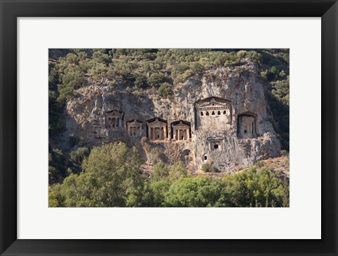 Framed Turkey, Dalyan, Mugla Province The Six Lycian Rock-Cut Tombs Print