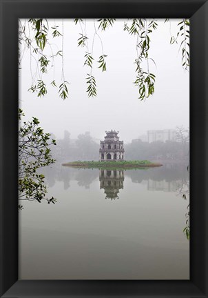 Framed Hanoi Lake, Hanoi, North Vietnam, Pagoda Print