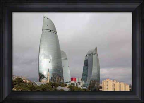 Framed Azerbaijan, Baku The Flame Towers Of Baku Print