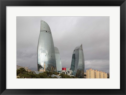 Framed Azerbaijan, Baku The Flame Towers Of Baku Print