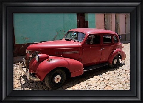 Framed Central America, Cuba, Trinidad Classic American Car In Trinidad Print