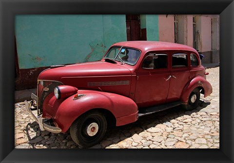 Framed Central America, Cuba, Trinidad Classic American Car In Trinidad Print