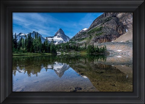 Framed Mount Assiniboine Reflected In Sunburst Lake Print