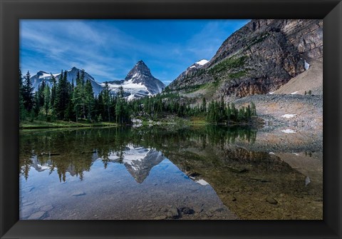 Framed Mount Assiniboine Reflected In Sunburst Lake Print