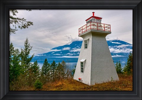 Framed Pilot Bay Lighthouse At Pilot Bay Provincial Park, British Columbia, Canada Print
