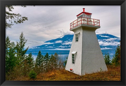 Framed Pilot Bay Lighthouse At Pilot Bay Provincial Park, British Columbia, Canada Print