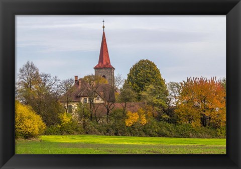 Framed Liberec Village Church Near Trosky Czech Republic Print