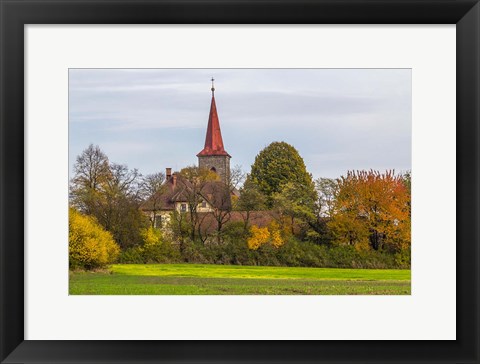 Framed Liberec Village Church Near Trosky Czech Republic Print