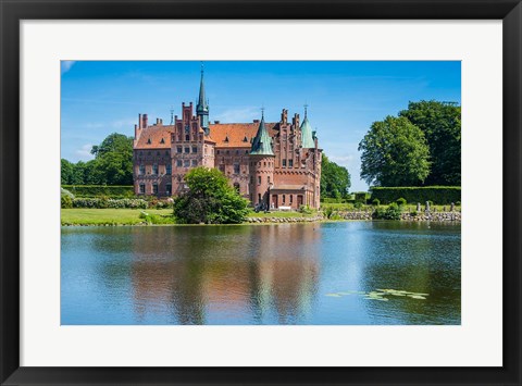 Framed Pond Before The Castle Egeskov, Denmark Print
