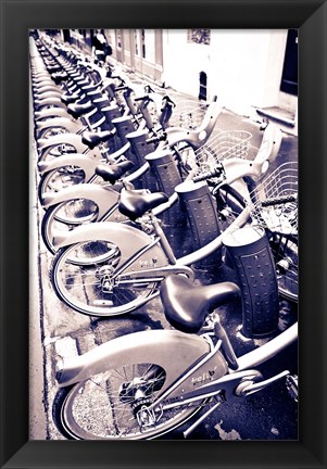 Framed Velib Bicycles For Rent, Paris, France Print