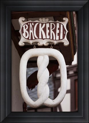 Framed Germany, Hesse, Limburg An Der Lahn, Pretzel Bakery Sign Print