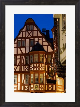 Framed Germany, Hesse, Limburg An Der Lahn, Half-Timbered Building, Dawn Print