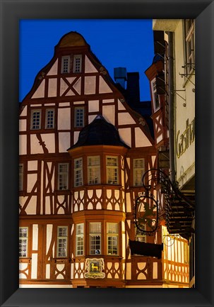 Framed Germany, Hesse, Limburg An Der Lahn, Half-Timbered Building, Dawn Print
