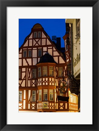 Framed Germany, Hesse, Limburg An Der Lahn, Half-Timbered Building, Dawn Print