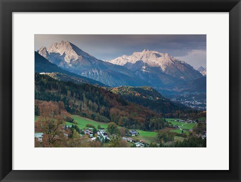 Framed Germany, Bavaria, Elevated Town View From The Rossfeld Panoramic Ring Road In Fall Print