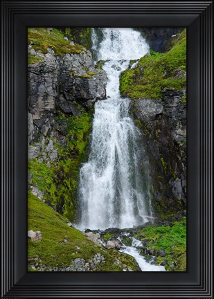 Framed Iceland, Westfjords, Jokulflrdir, Lonagfjordur Nature Reserve Remote Fjord Waterfall Print