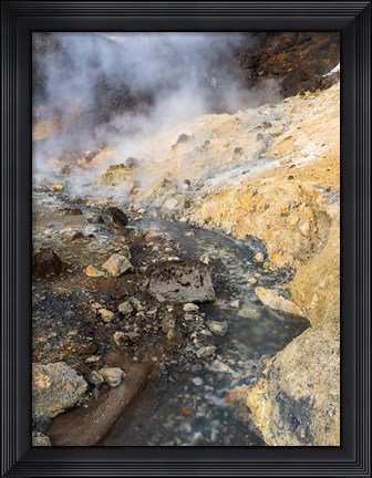 Framed Geothermal Area Seltun Heated By The Volcano Krysuvik On Reykjanes Peninsula During Winter Print
