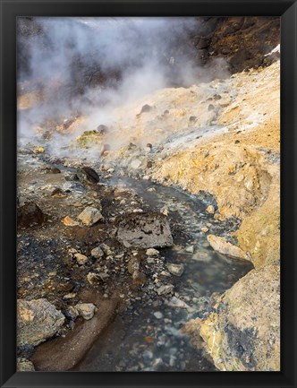 Framed Geothermal Area Seltun Heated By The Volcano Krysuvik On Reykjanes Peninsula During Winter Print