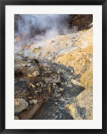 Framed Geothermal Area Seltun Heated By The Volcano Krysuvik On Reykjanes Peninsula During Winter Print