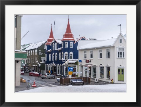 Framed Akureyri, Iceland During Winter Print
