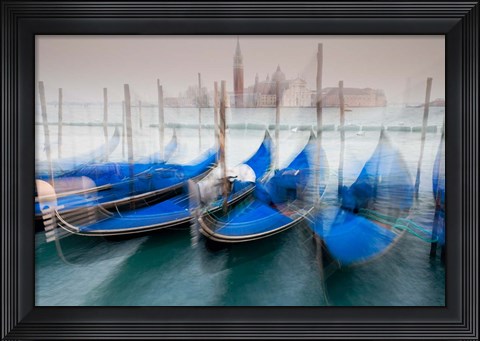 Framed Italy, Venice Abstract Of Gondolas At St Mark&#39;s Square Print