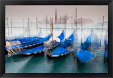 Framed Italy, Venice Abstract Of Gondolas At St Mark&#39;s Square Print