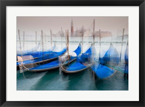 Framed Italy, Venice Abstract Of Gondolas At St Mark&#39;s Square Print