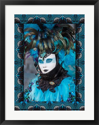 Framed Elaborate Masked Costume For Carnival, Venice, Italy 19 Print