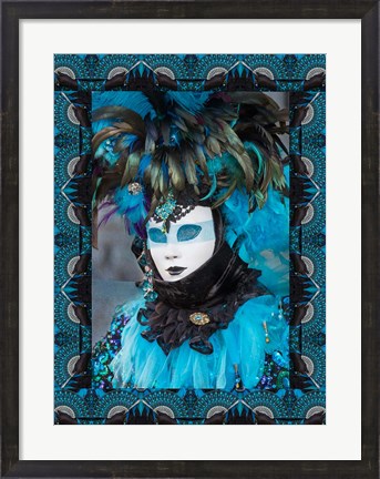 Framed Elaborate Masked Costume For Carnival, Venice, Italy 19 Print