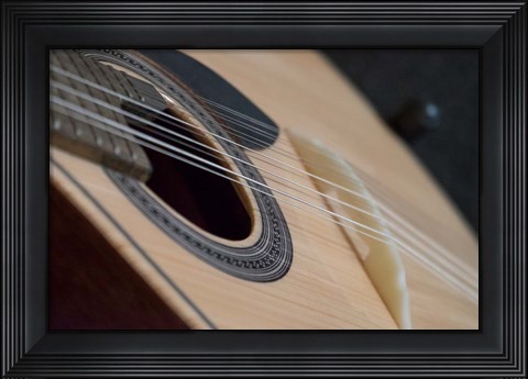 Framed Portugal, Coimbra Fado Musician&#39;s Portuguese Guitar Head, Sound Box, Pegs And Strings Print