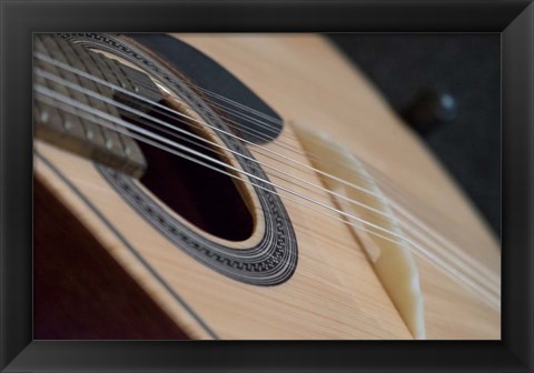 Framed Portugal, Coimbra Fado Musician&#39;s Portuguese Guitar Head, Sound Box, Pegs And Strings Print