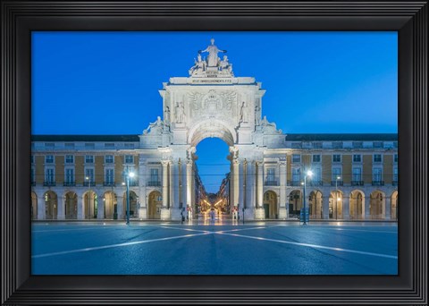 Framed Portugal, Lisbon, Baixa, August Street Arch At Dawn Print
