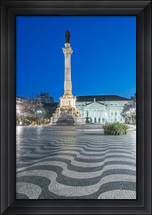 Framed Portugal, Lisbon, Rossio Square At Dawn Print