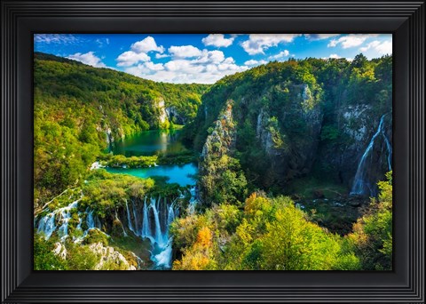 Framed Travertine Cascades On The Korana River, Plitvice Lakes National Park, Croatia Print