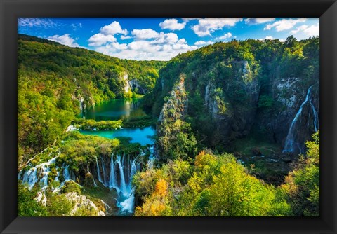 Framed Travertine Cascades On The Korana River, Plitvice Lakes National Park, Croatia Print