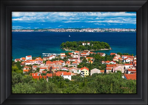 Framed Town Of Preko And The Dalmatian Coast From St Michael&#39;s Fort, Croatia Print