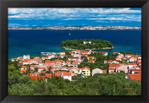 Framed Town Of Preko And The Dalmatian Coast From St Michael&#39;s Fort, Croatia Print