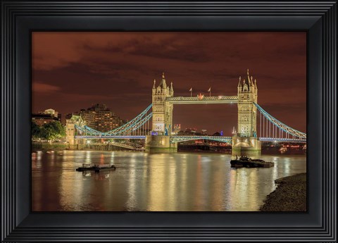 Framed Tower Bridge At Night London England Print
