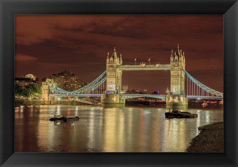 Framed Tower Bridge At Night London England Print