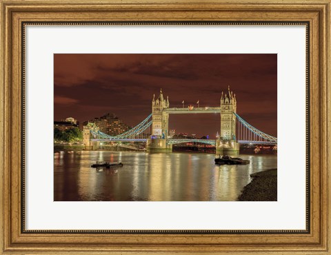 Framed Tower Bridge At Night London England Print