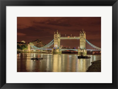 Framed Tower Bridge At Night London England Print