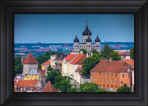 Framed Estonia, Tallinn Alexander Nevsky Cathedral And City Overview Print