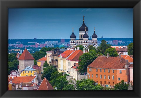 Framed Estonia, Tallinn Alexander Nevsky Cathedral And City Overview Print