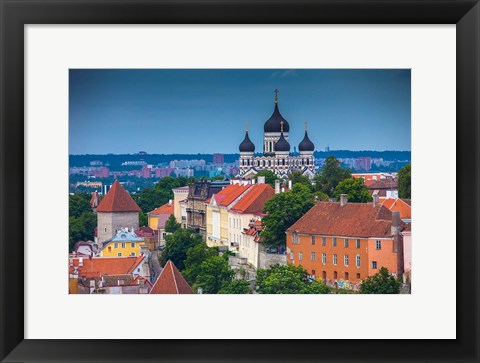 Framed Estonia, Tallinn Alexander Nevsky Cathedral And City Overview Print