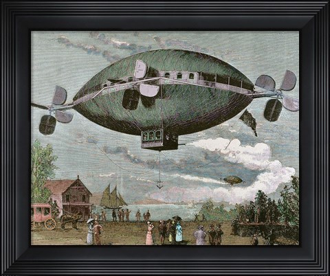 Framed Aerostat Engraving In &#39;The Illustration&#39;, 1887 Print