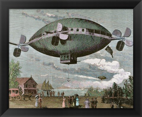 Framed Aerostat Engraving In &#39;The Illustration&#39;, 1887 Print